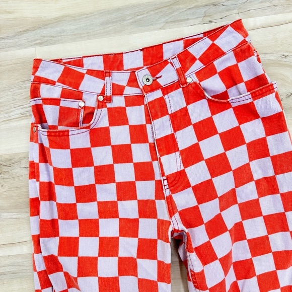 The Ragged Priest Rook Orange Checkered Jeans Size 28 great condition - Picture 8 of 10